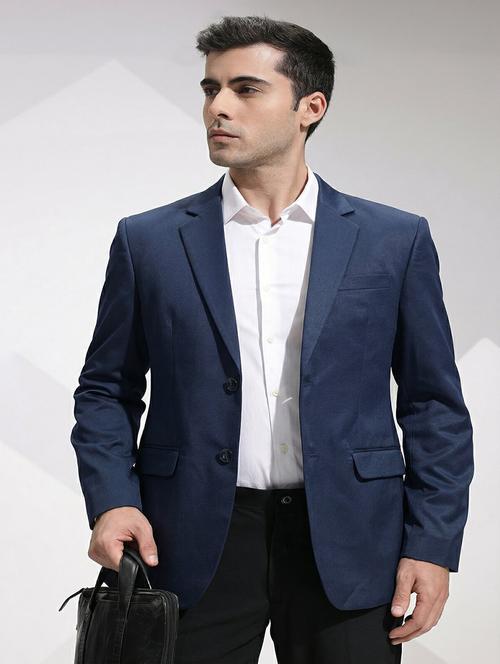 Men Solid Lapel Collar Single Breasted Blazer - 22451997 - Very Small Image - 1