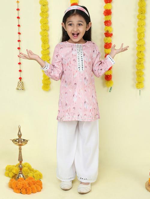 girls abstract pink cotton straight dress - 22452080 - Very Small Image - 1