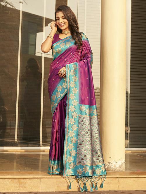 women self design banarasi saree with blouse - 22452289 - Very Small Image - 1