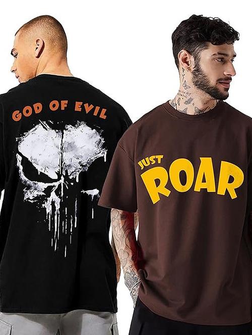 pack of 2 men printed round neck polyester multicolor t-shirt - 22455052 - Very Small Image - 1