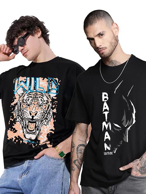 pack of 2 men printed round neck polyester multicolor t-shirt - 22455069 - Very Small Image - 1