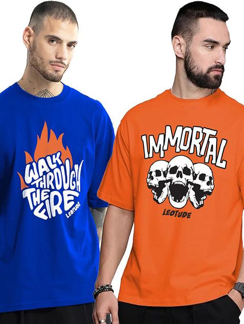 pack of 2 men printed round neck polyester multicolor t-shirt - 22455086 - Very Small Image - 1