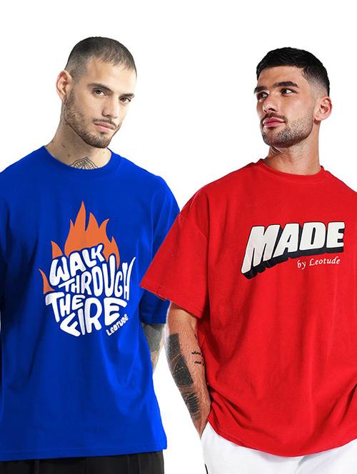 pack of 2 men printed round neck polyester multicolor t-shirt - 22455087 - Very Small Image - 1