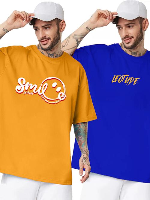 pack of 2 men printed round neck polyester multicolor t-shirt - 22455121 - Very Small Image - 1