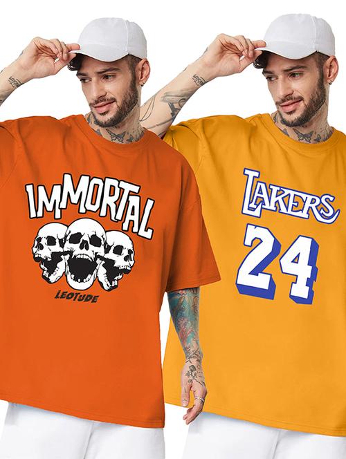 pack of 2 men printed round neck polyester multicolor t-shirt - 22455163 - Very Small Image - 1