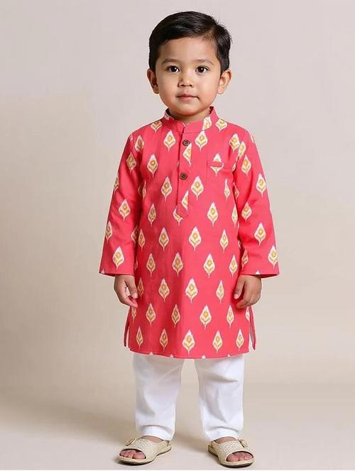 kids red cotton kurta sets kurtas & kurta set - 22458168 - Very Small Image - 1