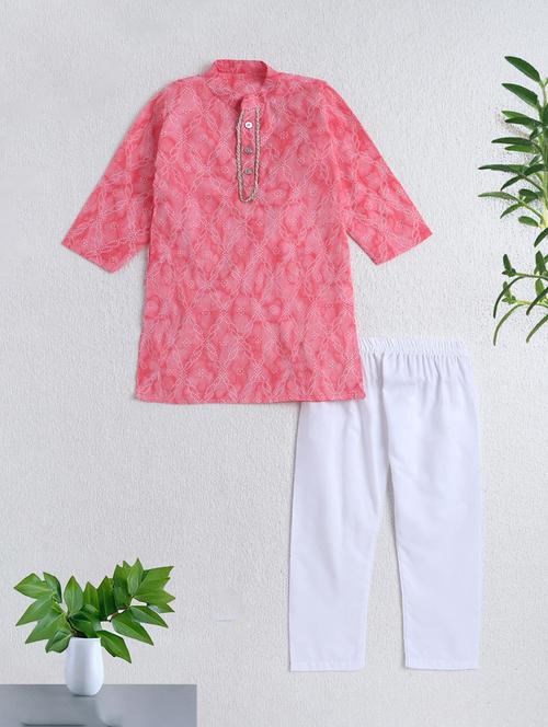 boys pink cotton kurta sets kurtas & kurta set - 22458204 - Very Small Image - 1