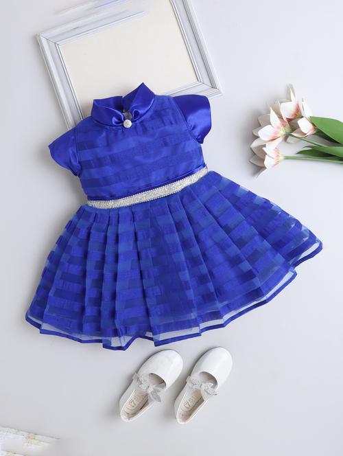 girls blue polyester frock - 22458664 - Very Small Image - 1