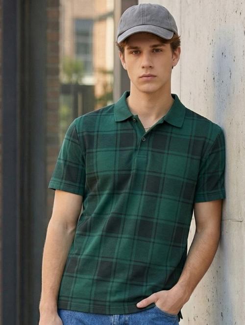 men checkered short sleeve regular fit polo t-shirt - 22460747 - Very Small Image - 1