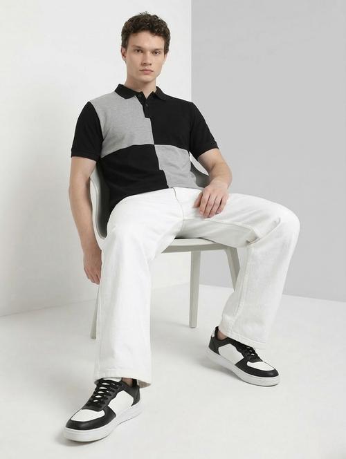 Men Color Block Short Sleeve Regular Fit Polo T-shirt - 22460844 - Very Small Image - 1