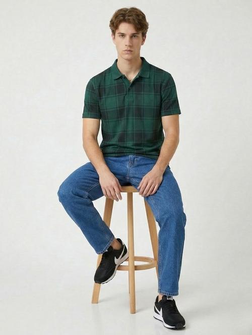 men checkered short sleeve regular fit polo t-shirt - 22460907 - Very Small Image - 1