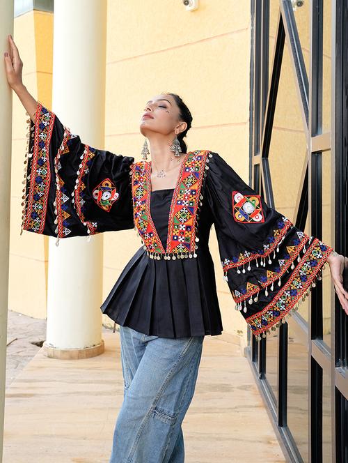 women black cotton flared kurti - 22460955 - Very Small Image - 1
