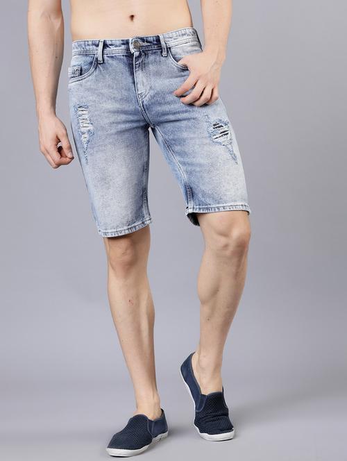men distress mid rise slim fit denim shorts - 22462178 - Very Small Image - 1