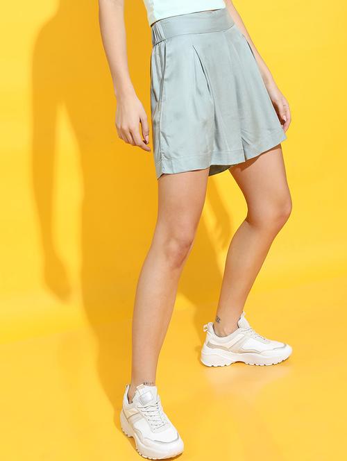 women olive rayon regular short - 22462238 - Very Small Image - 1