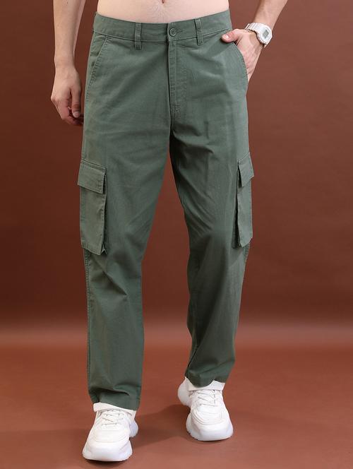green cotton regular fit cargo trousers - 22462764 - Very Small Image - 1