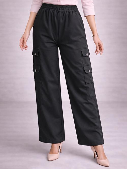 Womne Black Polyester Cargo - 22463242 - Very Small Image - 1