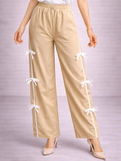 Women Beige Polyester Regular Track Pant - 22463322 - Very Small Image - 1