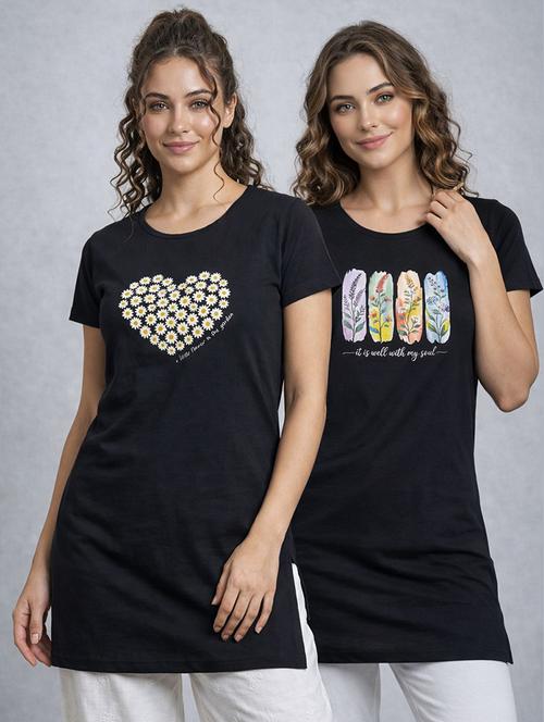 Women Pack Of 2 Printed Combo T-shirt - 22465883 - Very Small Image - 1