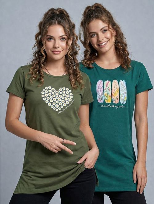 Women Pack Of 2 Printed Combo T-shirt - 22465900 - Very Small Image - 1
