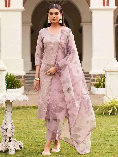 Women Pink Kurta Dupatta Set - 22466319 - Very Small Image - 1