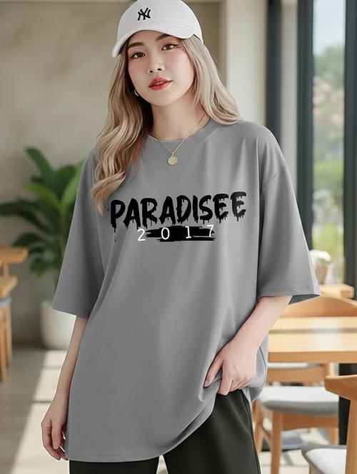 women typographic short sleeve oversized t-shirt - 22466711 - Very Small Image - 1