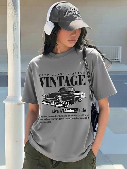 women printed short sleeve oversized t-shirt - 22466759 - Very Small Image - 1