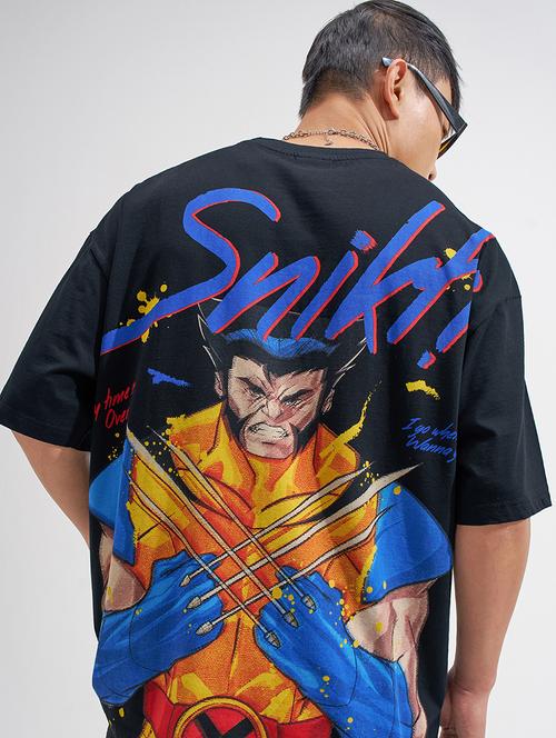 men black graphic print cotton t-shirt with round neck - 22469306 - Very Small Image - 1