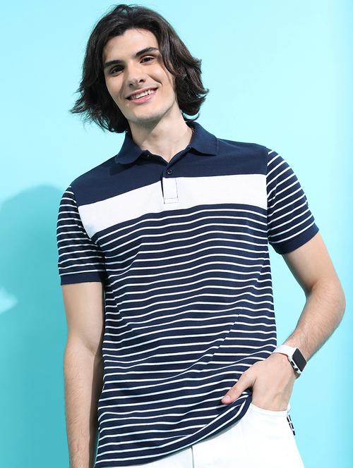 men navy blue polyester plain t-shirt - 22469447 - Very Small Image - 1