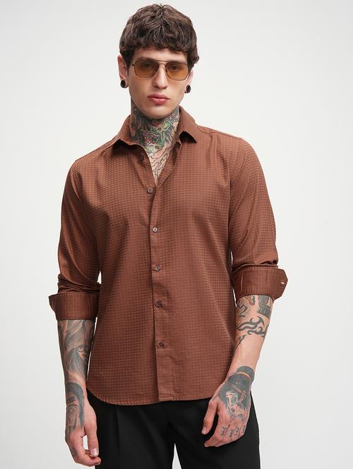 men self design long sleeve regular fit casual shirt - 22469753 - Very Small Image - 1