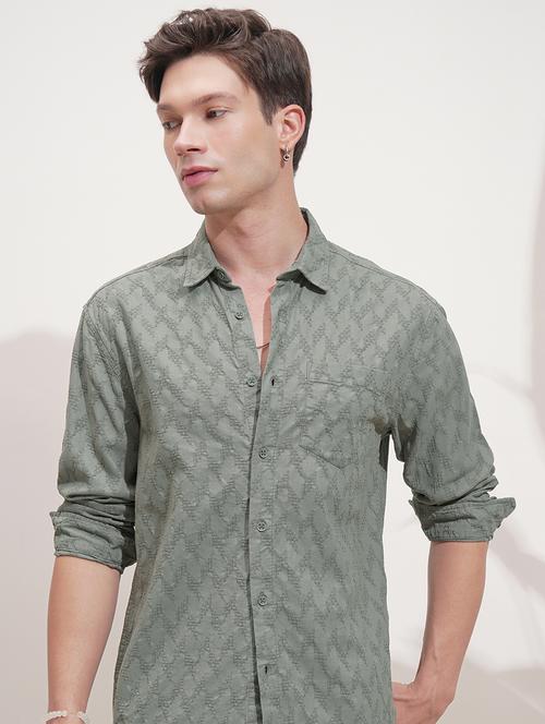 men self design long sleeve regular fit casual shirt - 22469859 - Very Small Image - 1