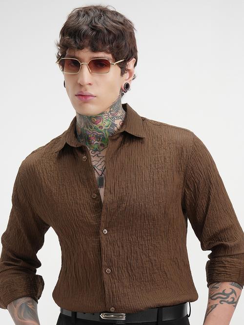 Men Textured Long Sleeve Regular Fit Casual Shirt - 22470035 - Very Small Image - 1