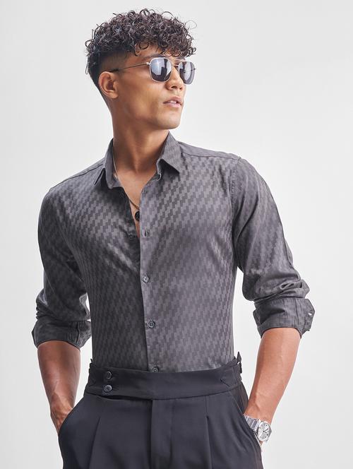 men self design long sleeve regular fit casual shirt - 22470138 - Very Small Image - 1