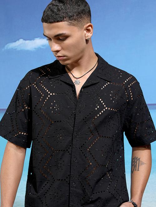 men self design short sleeve regular fit casual shirt - 22470467 - Very Small Image - 1