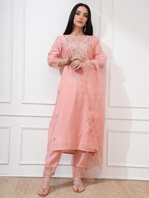 women peach kurta pant set - 22471439 - Very Small Image - 1