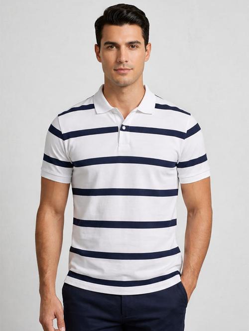men striped short sleeve regular fit polo t-shirt - 22471570 - Very Small Image - 1