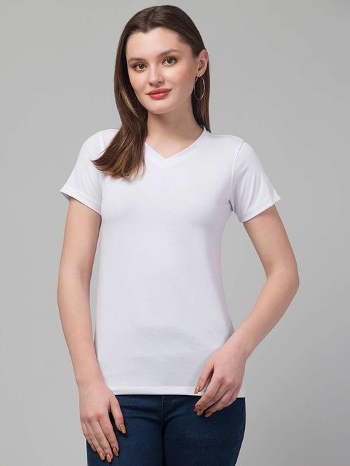 women solid white viscose regular top - 22473332 - Very Small Image - 1