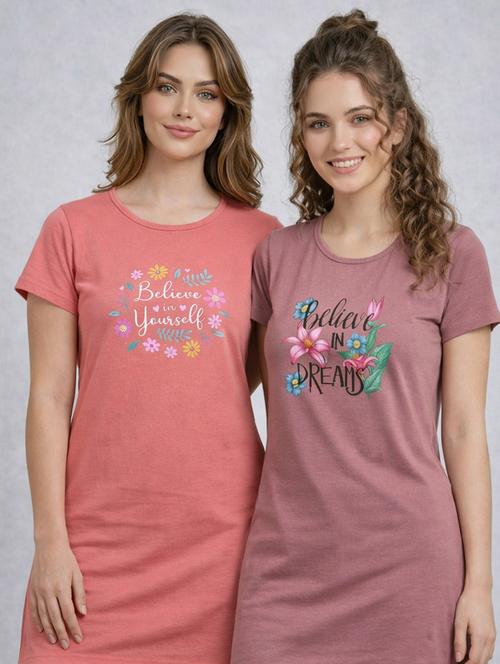 women pack of 2 printed short sleeve loungewear t-shirt - 22473628 - Very Small Image - 1