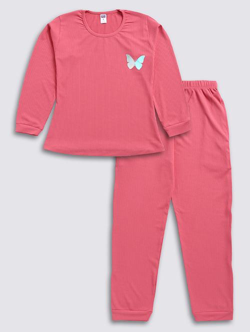 Girls Solid Round Neck Full Length Set - 22498236 - Very Small Image - 1