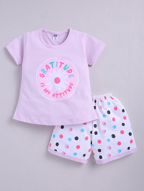 Girls Printed Round Neck Top And Shorts Set - 22498264 - Very Small Image - 1