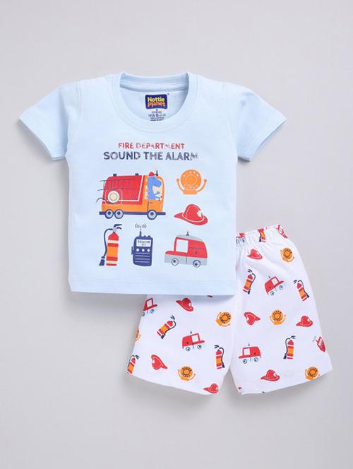 Boys Printed Short Sleeves T-shirt And Shorts Set - 22498361 - Very Small Image - 1