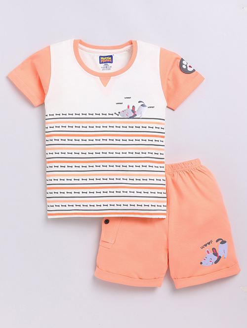 Boys Printed Round Neck T-shirt And Shorts Set - 22498398 - Very Small Image - 1