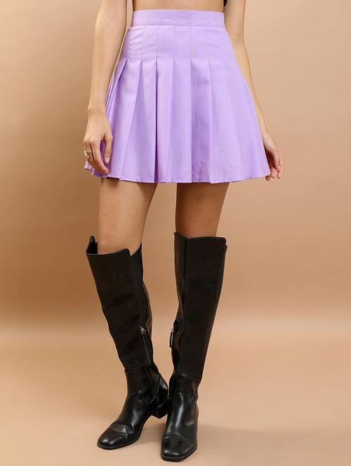 women solid mid rise pleated skirt - 22499274 - Very Small Image - 1