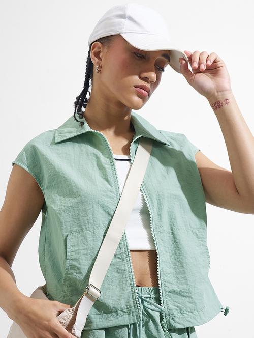 women solid cap sleeves regular jacket - 22499322 - Very Small Image - 1