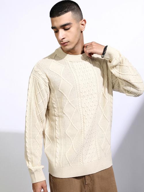 Men Self Design Long Sleeve Pullover Sweater - 22499362 - Very Small Image - 1
