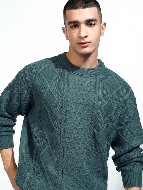 men self design long sleeve pullover sweater - 22499363 - Very Small Image - 1