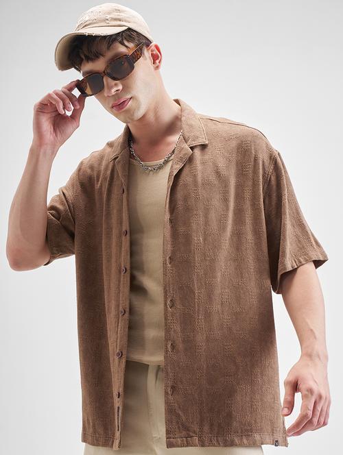 men self design short sleeve loose fit casual shirt - 22499589 - Very Small Image - 1