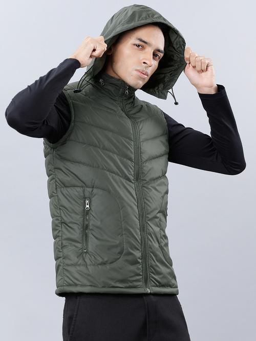 men solid sleeveless regular fit puffer jacket - 22499613 - Very Small Image - 1