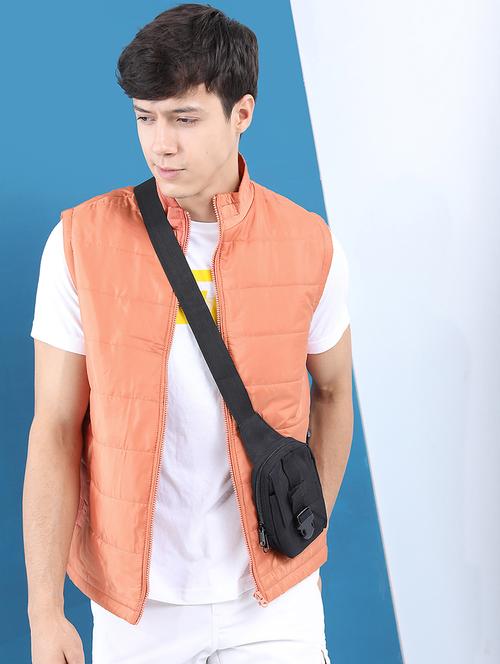 men solid sleeveless regular fit puffer jacket - 22499623 - Very Small Image - 1