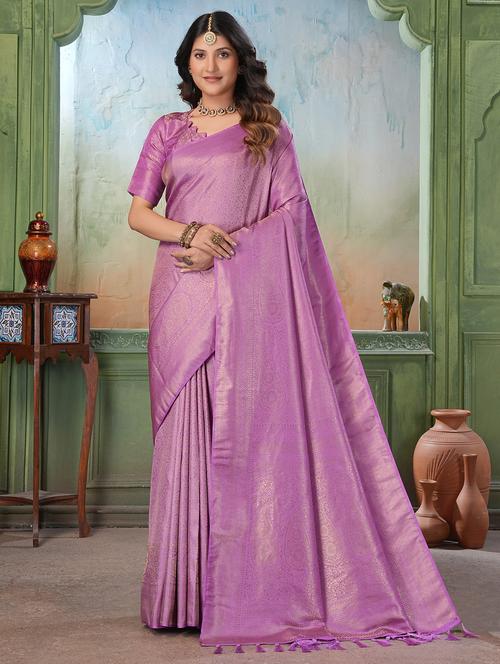Women Self Design Kanjivaram Saree With Blouse - 22499856 - Very Small Image - 1