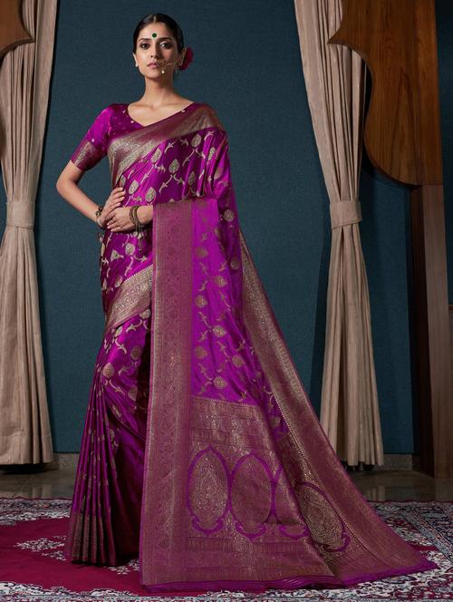 Women Self Design Banarasi Saree With Blouse - 22499871 - Very Small Image - 1